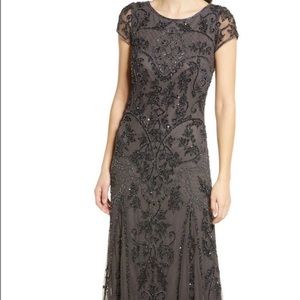 Elegant Pisarro Nights Beaded Mesh Column Gown